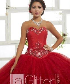 LA Glitter By House Of Wu Beaded 4-Piece Glitter Dress By House Of Wu LA Glitter 24020 Quinceañera