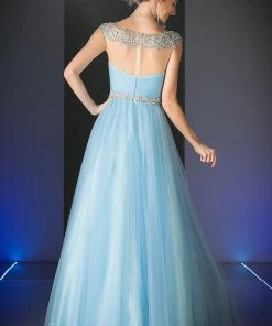 Beaded A-line Tulle Gown By Cinderella Divine PC908