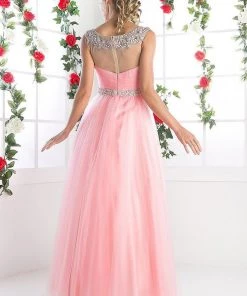 Beaded A-line Tulle Gown By Cinderella Divine PC908