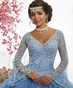 House Of Wu Fiesta Gowns Beaded Bell Sleeve Quinceanera Dress By Fiesta Gowns 56346