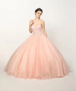 Beaded Sleeveless Glitter Ball Gown By Juliet 1419