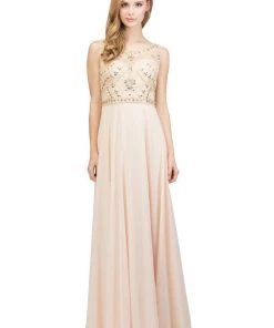Starbox Prom Beaded Bodice Long Sleeveless Dress With Sheer Back By Star Box 17163
