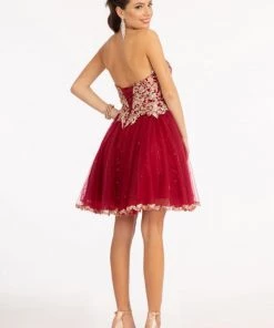 Prom Beaded Bodice Short Strapless Dress By Elizabeth K GS1980