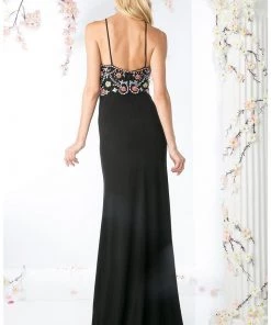 Beaded Bodice Stretch Knit Gown By Cinderella Divine PC904