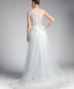 Beaded Cap Sleeve Tulle Gown By Cinderella Divine 8992 Prom 11 Beaded Cap Sleeve Tulle Gown By Cinderella Divine 8992 Prom