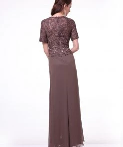 Long Short Sleeve Chiffon Dress By Cinderella Divine 1942