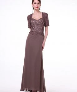 Long Short Sleeve Chiffon Dress By Cinderella Divine 1942