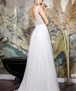 Beaded Chiffon Wedding Gown By Cinderella Divine TY12