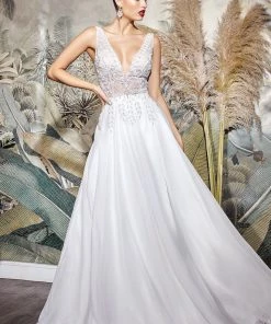 Beaded Chiffon Wedding Gown By Cinderella Divine TY12