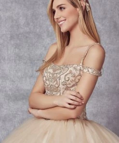 Beaded Cold Shoulder Ball Gown By Juliet 1426