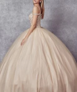Beaded Cold Shoulder Ball Gown By Juliet 1426