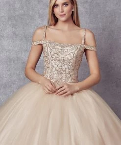 Beaded Cold Shoulder Ball Gown By Juliet 1426