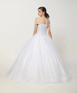 Beaded Cold Shoulder Ball Gown By Juliet 1426