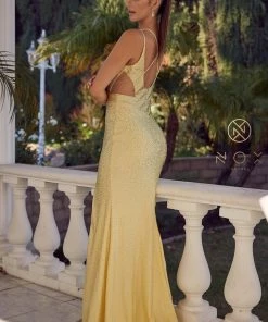Beaded Cutout Mermaid Gown By Nox Anabel E1003