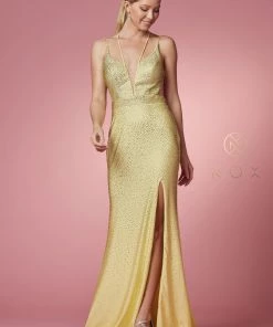 Beaded Cutout Mermaid Gown By Nox Anabel E1003