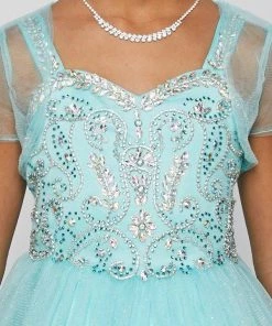 Beaded Girls Long Sweetheart Dress With Bolero By Cinderella Couture 5038