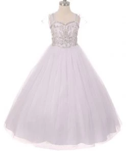 Beaded Girls Long Sweetheart Dress With Bolero By Cinderella Couture 5038