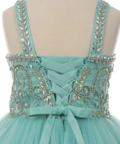 Beaded Girls Long Sweetheart Dress With Bolero By Cinderella Couture 5038
