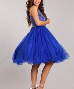 Beaded Girls Short Halter Dress By Cinderella Couture 5022