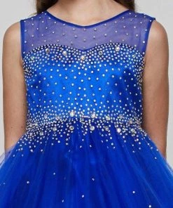 Kids Beaded Girls Short Illusion Tulle Dress By Cinderella Couture 5029