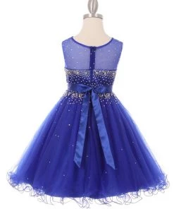 Kids Beaded Girls Short Illusion Tulle Dress By Cinderella Couture 5029