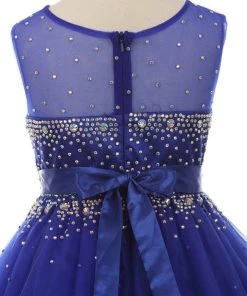 Kids Beaded Girls Short Illusion Tulle Dress By Cinderella Couture 5029