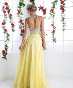 Beaded Halter Chiffon Gown By Cinderella Divine 8107 21 Beaded Halter Chiffon Gown By Cinderella Divine 8107