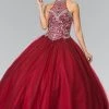 Beaded Halter Illusion Ballgown By Elizabeth K GL2308