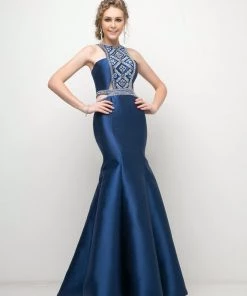 Prom Beaded Halter Mermaid Dress By Cinderella Divine 83789
