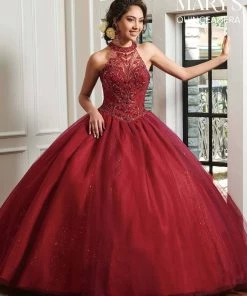 Beaded Halter Quinceanera Dress By Mary's Bridal MQ1019 QuinceaƱera