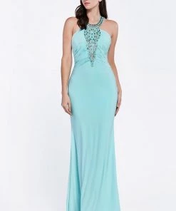 Prom Beaded Halter Trumpet Dress By Cinderella Divine J727