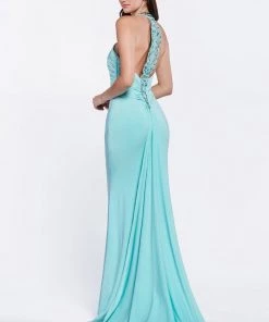 Prom Beaded Halter Trumpet Dress By Cinderella Divine J727 8 Prom Beaded Halter Trumpet Dress By Cinderella Divine J727