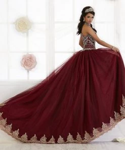 Quinceañera Beaded High-Neck Quinceanera Dress By House Of Wu 26881
