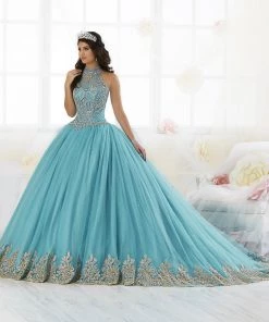 Quinceañera Beaded High-Neck Quinceanera Dress By House Of Wu 26881