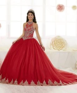 Quinceañera Beaded High-Neck Quinceanera Dress By House Of Wu 26881
