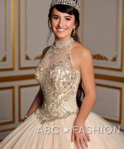 Quinceañera Beaded High-Neck Quinceanera Dress By House Of Wu 26881