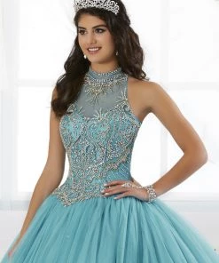 Quinceañera Beaded High-Neck Quinceanera Dress By House Of Wu 26881