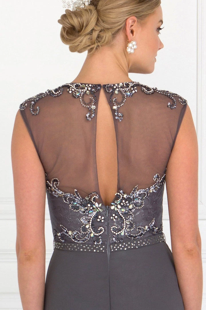 Beaded Illusion A-line Sleeveless Dress By Elizabeth K GL2099 6 Beaded Illusion A-line Sleeveless Dress By Elizabeth K GL2099