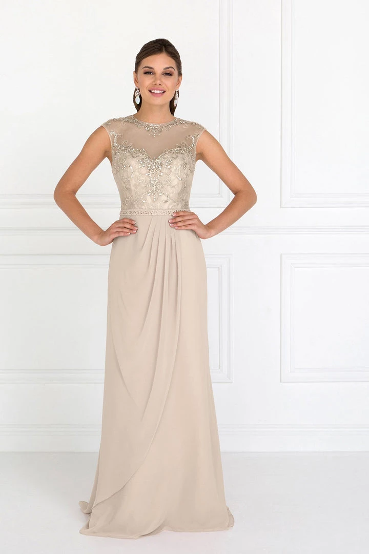 Beaded Illusion A-line Sleeveless Dress By Elizabeth K GL2099 10 Beaded Illusion A-line Sleeveless Dress By Elizabeth K GL2099