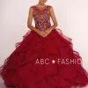 Beaded Illusion Ball Gown With Ruffled Skirt By Elizabeth K GL2511