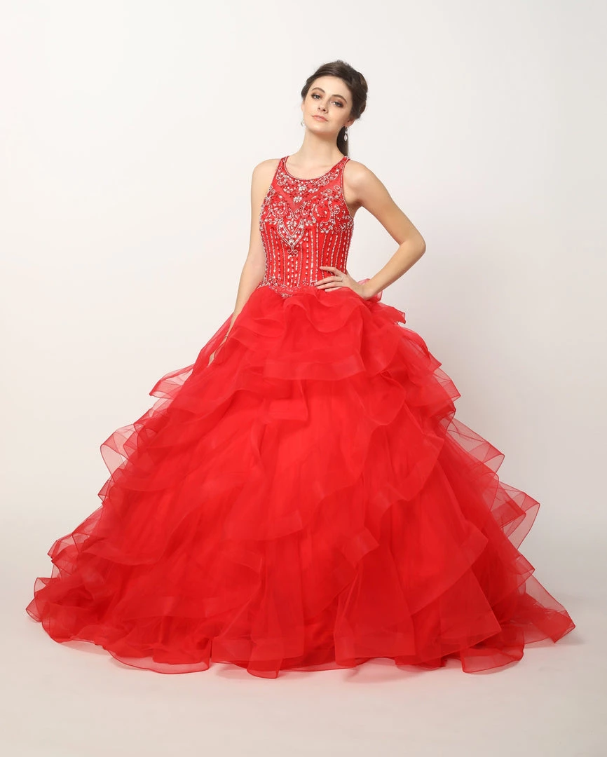 Ruffled Sleeveless Illusion Ball Gown By Juliet 1423 10 Ruffled Sleeveless Illusion Ball Gown By Juliet 1423