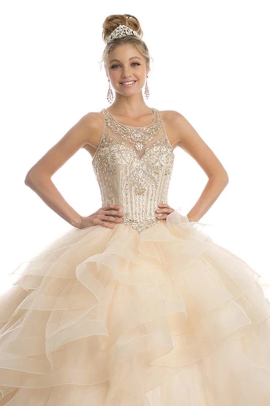 Ruffled Sleeveless Illusion Ball Gown By Juliet 1423 5 Ruffled Sleeveless Illusion Ball Gown By Juliet 1423