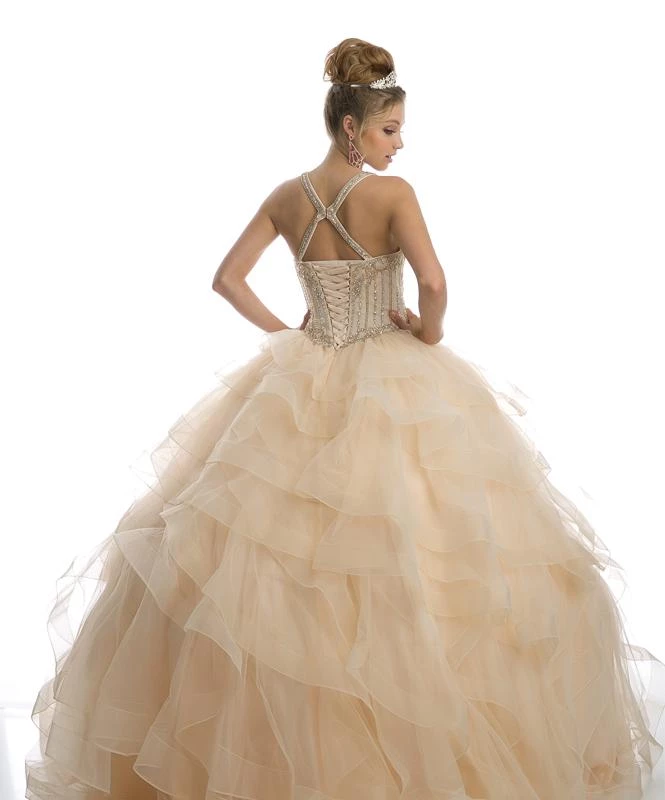 Ruffled Sleeveless Illusion Ball Gown By Juliet 1423 4 Ruffled Sleeveless Illusion Ball Gown By Juliet 1423