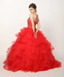 Ruffled Sleeveless Illusion Ball Gown By Juliet 1423 17 Ruffled Sleeveless Illusion Ball Gown By Juliet 1423