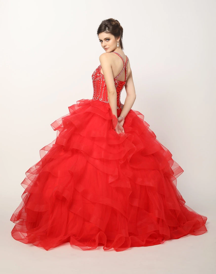 Ruffled Sleeveless Illusion Ball Gown By Juliet 1423 9 Ruffled Sleeveless Illusion Ball Gown By Juliet 1423