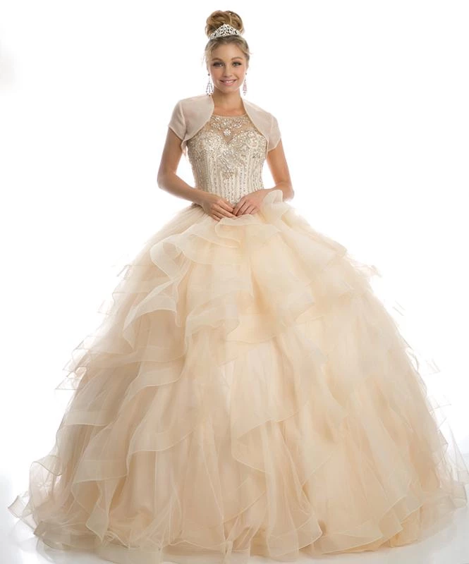 Ruffled Sleeveless Illusion Ball Gown By Juliet 1423 3 Ruffled Sleeveless Illusion Ball Gown By Juliet 1423