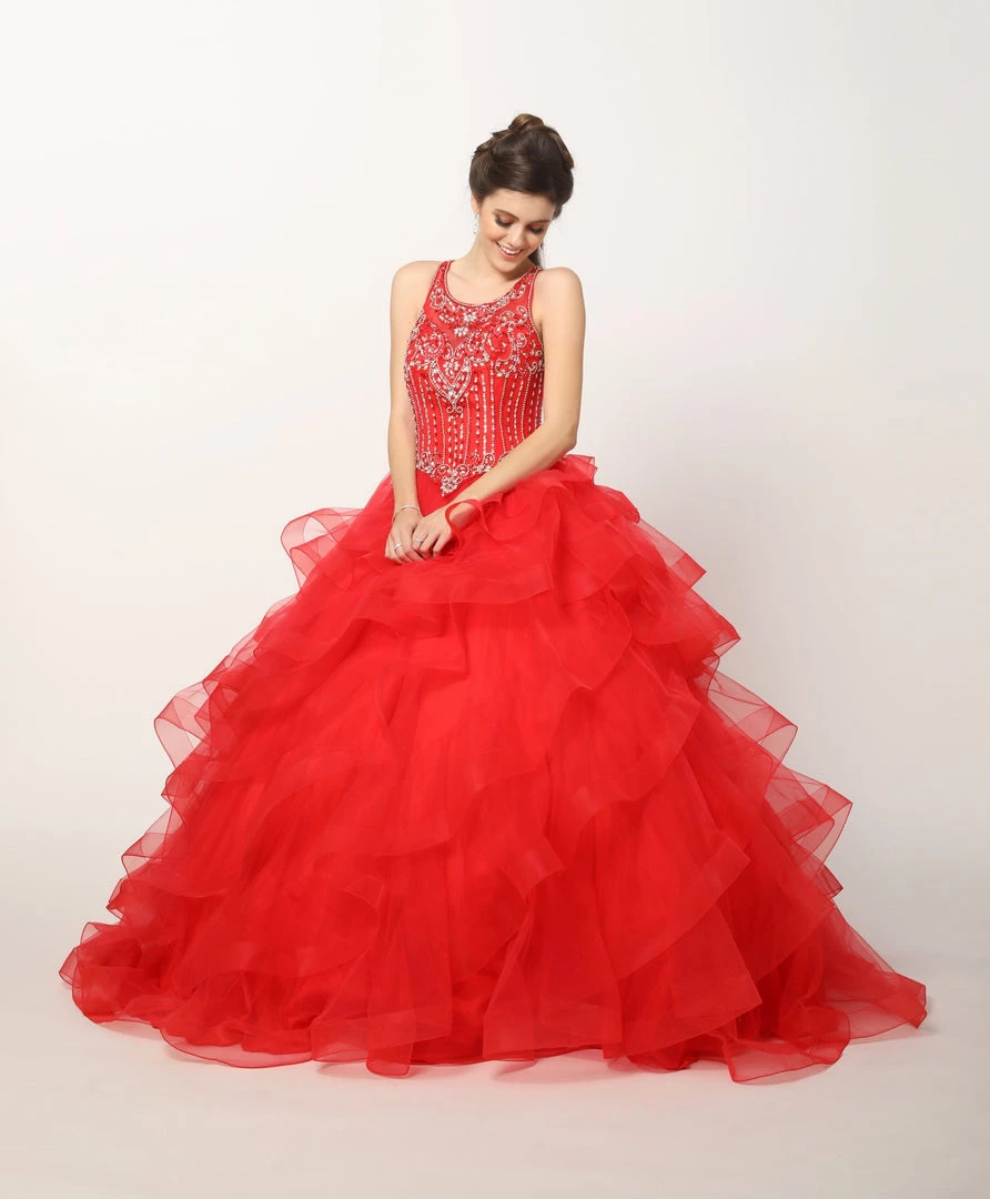 Ruffled Sleeveless Illusion Ball Gown By Juliet 1423 8 Ruffled Sleeveless Illusion Ball Gown By Juliet 1423
