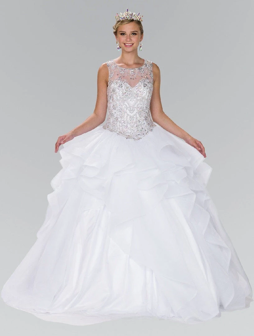 Beaded Illusion Ballgown With Bolero By Elizabeth K GL2378 8 Beaded Illusion Ballgown With Bolero By Elizabeth K GL2378
