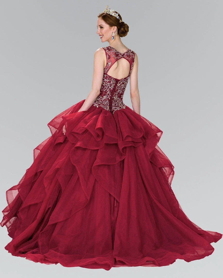 Beaded Illusion Ballgown With Bolero By Elizabeth K GL2378 4 Beaded Illusion Ballgown With Bolero By Elizabeth K GL2378