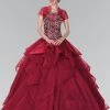 Beaded Illusion Ballgown With Bolero By Elizabeth K GL2378